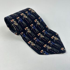 Gianfranco Mens 100%  Silk Tie Golf Print 58 x 3.75 Dark Navy Italy Sports